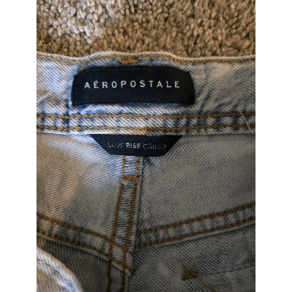 Aeropostale 00 Utility Straight LowRise Cargo Jeans Light Wash Grunge Y2k Skater - Picture 6 of 13